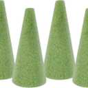 STEFORD 4Pcs Floral Foam Tree Cones, Foam Blocks Green Foam for Flower Arrangements Crafts Florist Wedding Birthday Garden Artificial Flower Holder Vase Plant Decorations 5.9 Inch x 2.75 Inch