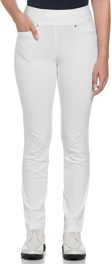 PGA TOUR Women's Stretch Golf Pants with Pull-on Waist, 31" & 32" Inseams, Tummy Control, Moisture-Wicking, Sun Protection (Medium, Bright White) PGA TOUR Women's Stretch Golf Pants with Pull-on Waist, 31" & 32" Inseams, Tummy Control, Moisture-Wicking, Sun Protection (Medium, Bright White)