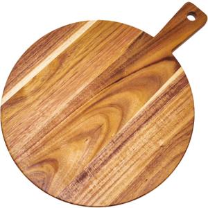 Large Acacia Wood Cutting Board with Handle 17''X13'', Charcuterie Board, Serving Board, Chopping Board for Meat, Cheese, Bread, Vegetables & Fruits (Round)