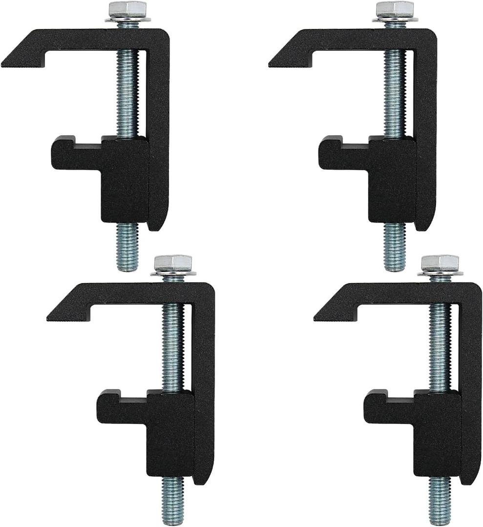 P-AC-04N Truck Cap Clamps Black, Camper Shell Clamps, Truck Topper Clamps Heavy Duty Aluminum, Truck Bed Mounting Clamps No Drill, Set of 4 for Tacoma Tundra