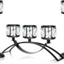 Black Set of 3 Crystal Candle Holders Arched - Elegant Tabletop Candelabra Centerpiece for Weddings, Dining Room Decor, Modern Home & Cabinet Display Housewarming