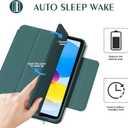 ZENLU iPad 10th 11th Generation Magnetic Case with Removable Folio Cover, Semi-Silicone Leather, Vertical Stand, Clear Back, Smart Sleep/Wake, Full Protective Case for iPad 10 & 11(A16) (Green)