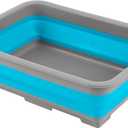 Collapsible Bucket - 7.27-Liter Multipurpose Wash Bin for Camping, Beach Trips, Tailgating Parties, and Cleaning Supplies by Wakeman (Blue) (1-Pack)