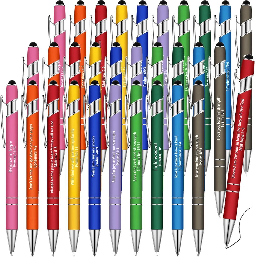 Geosar 30 Pcs Christian Bible Pens for Women Inspirational Pens Bulk Motivational Quotes Funny Ballpoint Inspirational Gifts for School Office Coworkers Teachers, Black Ink(Colorful)