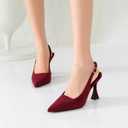 Susanny Slingback Kitten Heels Elegant Dressy Pumps for Women Closed Pointy Toe Sexy Chunky High Heels Wedding Bride Prom Party Dress Shoes (Red)