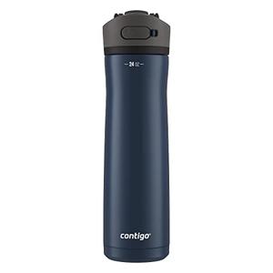 Contigo Ashland Chill 24oz Stainless Steel Water Bottle with Leakproof Lid & Straw Smart Temperature Technology Keeps Beverages Hot and Cold Ideal for Travel Work School - Silver Finish