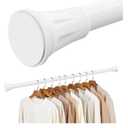 1.1 Inch Diameter Tension Closet Rods for Hanging Clothes 32-60 Inch, Adjustable Pole Closet to Hang Clothes, Heavy Duty Closet bar for Wardrobes with No Drilling Holder, White