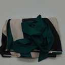 WDIRARA Women's Plus Size Color Block Short Sleeve Belted A Line Flared Midi Dress Green and White 2XL