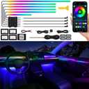 Dreamcolor Acrylic Interior Car LED Strip Light with Wireless APP, RGB 14 in 1 with 175 inches 593 LEDs Fiber Optic Ambient Lighting Kits, 16 Million Colors Sound Active Function Car Neon Lights