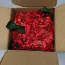 Fule Artificial Silk Rose Flower Centerpiece Arrangement in Glass Vase with LED Light for Home Wedding Decoration (Red)