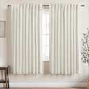 KOUFALL 63 Inch Long x 70 Inch Wide Black Out Linen Blackout Curtains for Bedroom, Room Darkening Thermal Curtains for Winter Insulated Living Room 70x63 in Length 2 Panels Set