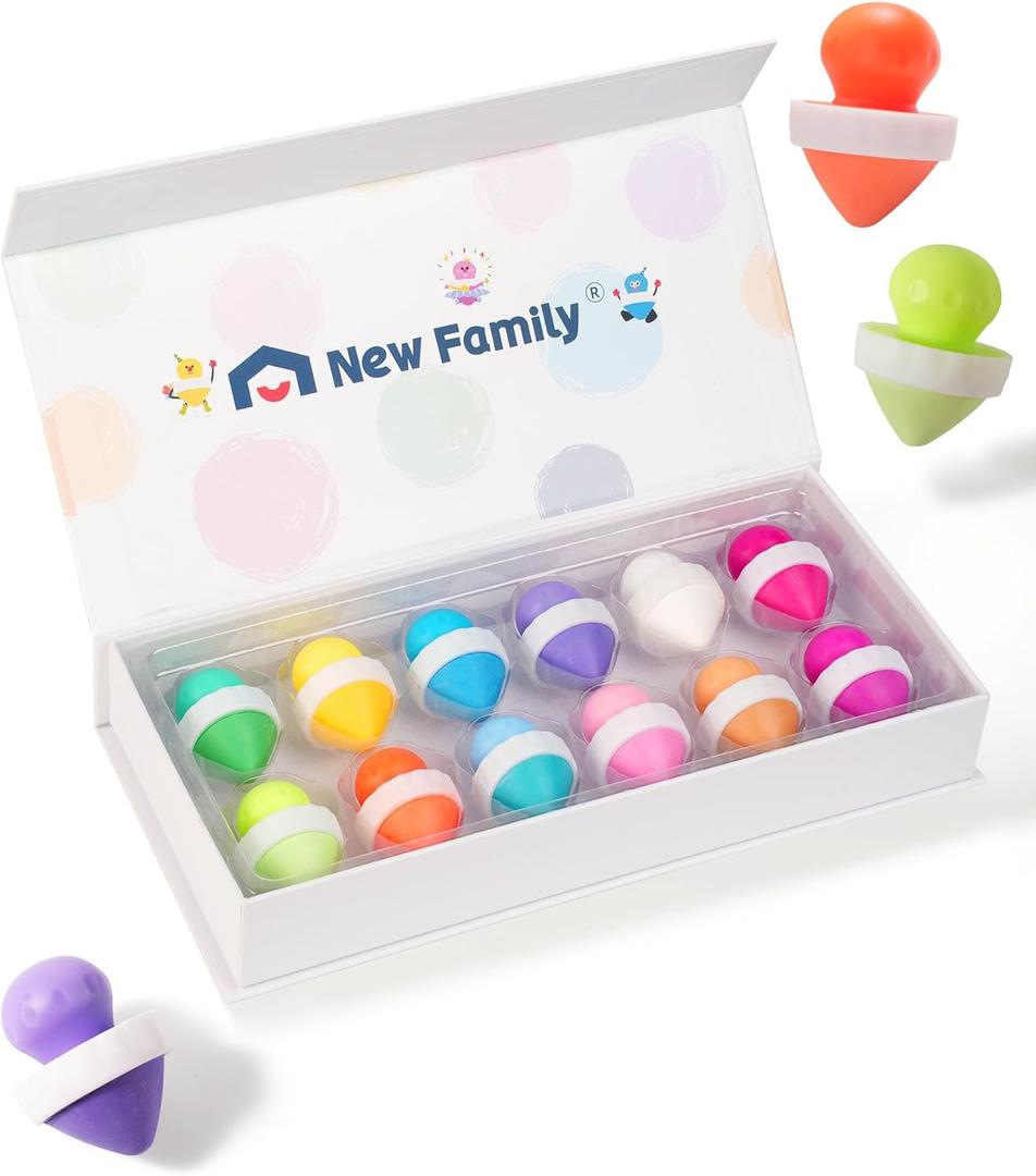 NewFamily Dustless Chalk for Kids-Non-Toxic Washable Sidewalk Chalk with Holder | Mess-Free Fun Play for Classroom & Home | Toddler-Friendly Outdoor Art & Blackboard Drawing (Blue)