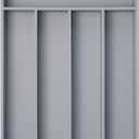 Bamboo Silverware Holder - Drawer Organizer with 5 Slots (Gray)