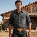 IZUS Western-Belts for Men Cowboy-Boy-Style Retro Cowgirl County Belt with 1.5"-wide Bull-Floral-PU-Strap Women Waist-Belts (Brown-2413a Buckle)