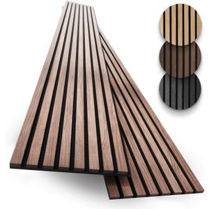 2-Pack Acoustic Wood Slat Panels - Soundproof Wall Paneling for Interior Decor (2 Pc - 94.5x12.6 inches, Natural Walnut)
