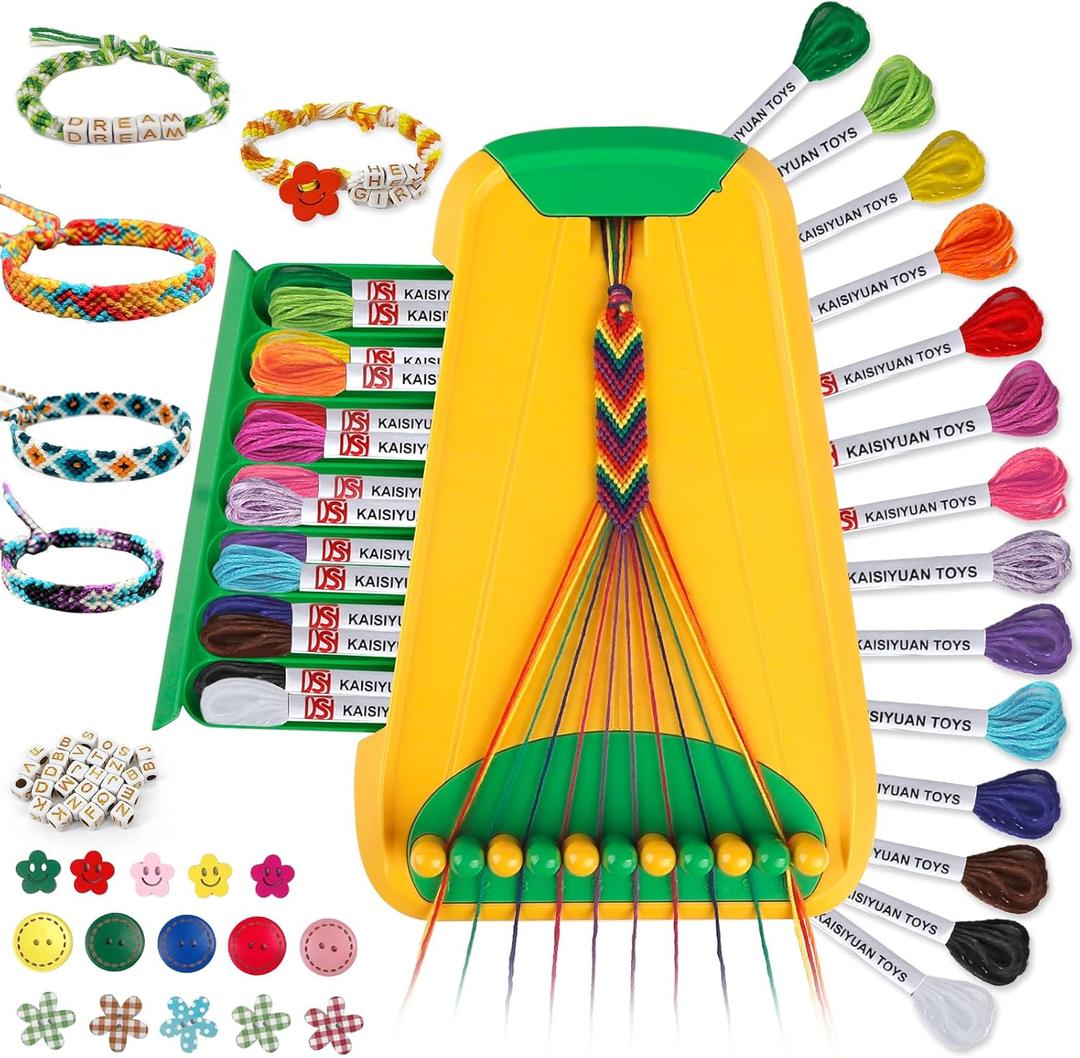 Maynacs Arts and Crafts for Kids Ages 8-12,Friendship Bracelet Making Kit for Girl, Kids Jewelry Making Kit with 28 Pre-Cut Threads, Christmas Birthday Gifts for Ages 6 7 8 9 10 11 12 Year Old Green