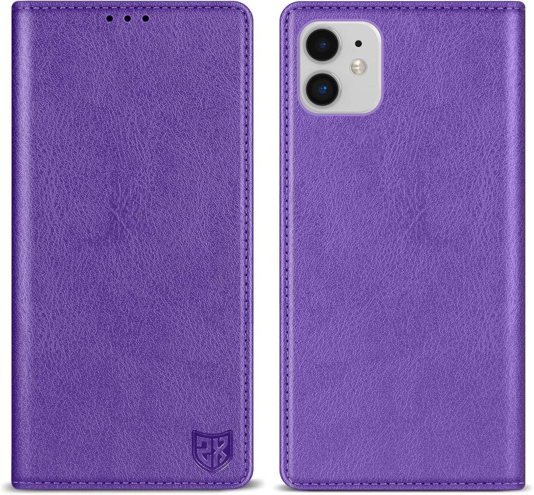 ZZXX for iPhone 11 Wallet Case with [RFID Blocking] Card Slot Stand Strong Magnetic Leather Flip Fold Protective Phone Case for iPhone 11 Case Wallet(Purple-6.1 inch)