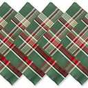 DII Holiday Kitchen and Table Décor Christmas Cloth Square Napkin Set, Dark Green Plaid