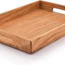 Samhita Acacia Wood Serving Tray with Handles,Wooden Tray, Snack Tray, Breakfast Tray, Great for, Breakfast, Coffee Tables, Homes, Restaurant|Size- 15" x 10" x 1.6"