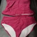 Eomenie Women's Swimsuit Tankini Tummy Control Bathing Suits Two Piece Full Coverage Slim Swim Suits with High Waisted Bottom (L, Wine Red-ribbed)