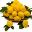 20Pcs Fake Lemons Artificial Fruits with 25 Leaves Faux Yellow Lifelike Plastic Lemon Decorations Realistic Limes Fruit Decor for Home Kitchen Table Cabinet Holiday Party Photography Props