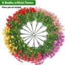 Powbrace Artificial Flowers Outdoor Fake Plants, Faux Silk Flowers Plastic Plants for Outdoors Indoor Outside Front Porch Hanging Planter Window Box Garden Home Spring Decoration, 14 Pack (Mix)