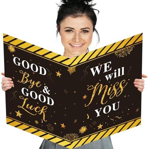 4 Pack Idealmuzik Farewell Party Decorations, Jumbo Farewell Card With Envelope, We Will Miss You Going Away Gift for Coworker Men Women, Goodbye Good Luck Retirement Card Guest Book Party Supplies
