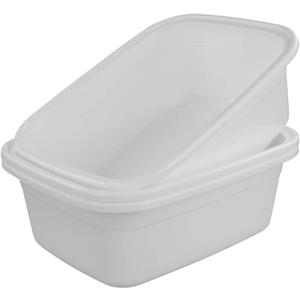 3-pack 18 Quart Dish Pan Wash Basin, Large Dish Tub, White