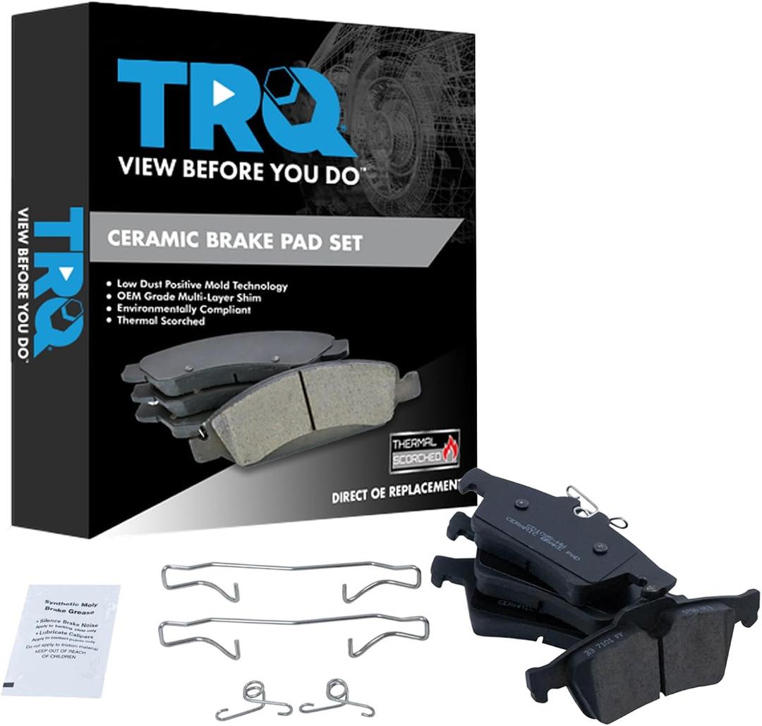 TRQ Posi Ceramic Brake Pad Kit Set Compatible with Chevy Mazda Pontiac Saab Saturn Volvo