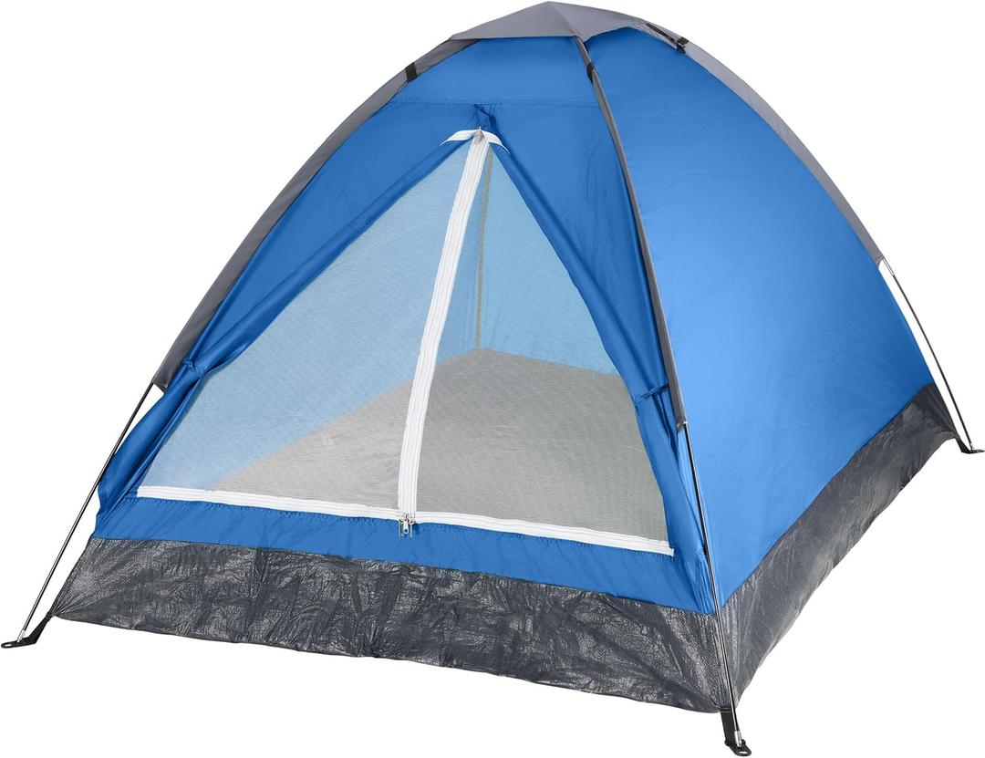 2 Person Outdoors Camping Tent with Rain Fly and Carrying Bag - Lightweight Outdoor Pop Up Tents for Camping Essentials, Music Festivals, Backpacking, Hiking, or Beach Shelter by Wakeman Outdoors (Blue)