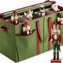 ZOBER Nutcracker Storage Containers - Ornament Christmas Figurine Storage Box - Christmas Village Containers Fits Up to 8 15-Inch Figurines & Xmas Decorations Accessories - Green