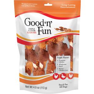 4 x Good'N'Fun Triple Flavored Rawhide Kabobs for Dogs (4 Ounce (Pack of 1))