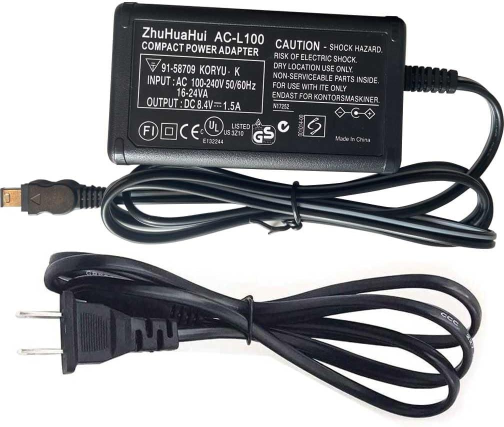 AC-L100 Power Supply Adapter Compatible with Sony HandyCam DCR-TRV18 TRV460 TRV520 DCR-TRV250 DCR-TRV260 TRV330 TRV27 TRV840 TRV103 TRV130 TRV150,CCD-TRV328 TRV128 TRV108 TRV308,DCR-PC110,HXR-NX100