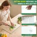 3 Size Tempered Glass Cutting Boards for Kitchen Counter, FUOAUYK Dishwasher Safe Glass Cutting Board Non Toxic with Handle, Non-Slip Rubber Feet, Heat & Scratch Resistant(8x12", 10x14", 12x16")