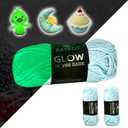 Glow in The Dark Crochet Luminous Polyester Yarn - Halloween Party Ghost Pumpkin Doll - Total 3.52oz/100g 115.92yd/106m Light Blue Yarn