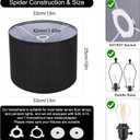 Black Lamp Shade, Large Drum Lampshade 13in Top x 13in Bottom x 10in High, Replacement Lamp Shade Natural Linen Hand Crafted for Table Lamps Floor Lamps Chandelier Lamp, Easy Assembly Required