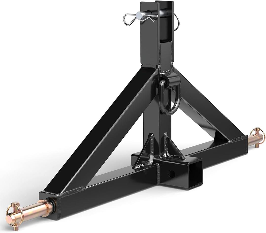 3 Point 2" Trailer Hitch Receiver for Category 2 Tractors, Heavy Duty 3pt Quick Hitch Attachment, Tractor Tow Drawbar Adapter, Compatible with Kubota, Mahindra, Ford, Yanmar, John Deere(Black)