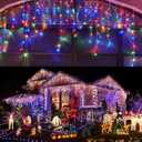 Led Christmas Lights Outdoor Christmas Decorations Hanging Light 400LED 8 Modes 75 Drops, Waterproof Outdoor Indoor Fairy Christmas Lights for Party, Holiday, Wedding, Eaves Decorations (Multicolor)