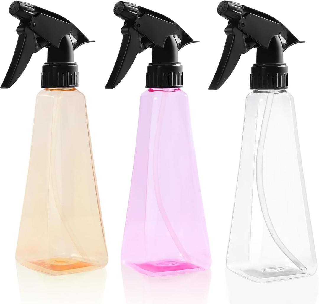 2 x Spray Bottles 12oz/350ml Empty Spray Bottles Refillable Mister Bottle with Multicolor for Cleaning, Plants, Hair, Cooking (Champagne + Rose-Red + Clear)