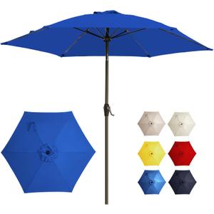 7.5FT Large Outdoor Patio Umbrella with Crank & Tilt - Durable Market Umbrella for Outdoor Patio with 6 Fiberglass Ribs for Poolside,Deck,Yard,Garden