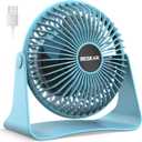 BESKAR USB Small Desk Fan, Portable Fans with 3 Speeds Strong Airflow, Quiet Operation and 360Rotate, Personal Table Fan for Home,Office, Bedroom- 3.9 ft Cord/Blue