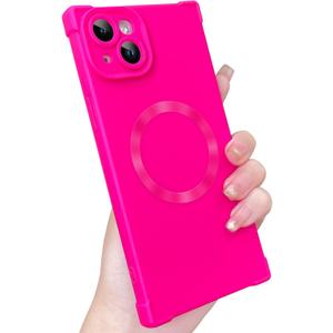 SAKUULO Magnetic for iPhone 15 Case, Compatible with Magsafe, Full Camera Protection Silicone Shockproof Protective Slim Phone Cover for Women Girls for iPhone 15 6.1inch, Hot Pink