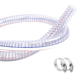 QuQuyi 1-1/4 Inch ID x 1-1/2 Inch OD Heavy Duty Steel Wire Suction PVC Flexible Tubing High Pressure UV Chemical Resistant Thick Vinyl Hose Tube, 10 FT