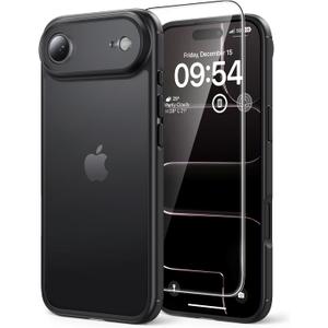 TAURI for iPhone Air Case, Full Camera Protection with Screen Protector, Translucent Matte Military-Grade Protection Shockproof Slim Phone Case for iPhone Air, Matte Black