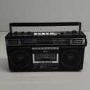 QFX J-220BT Boombox MP3 Conversion from Radio to Cassette with 4-Band (AM, FM, SW1, SW2) Radio with Bluetooth, Rechargeable Battery, Dual 3 Speakers, Built-in Microphone, Recorder, 3-Band Equalizer (Black)