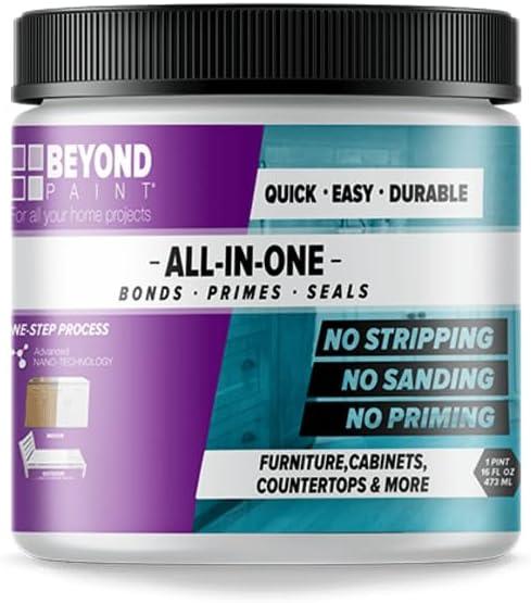 Beyond Paint All-in-One Refinishing Paint, No Sanding, Matte Finish for Cabinets, Countertops, Furniture and Doors, 1 Pint, Soft Gray