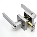 Door Lever Door Handle Door Handle Door Handle Lock Square Channel Privacy Mask Interior Bedroom Room Bathroom Three-Bar Spherical Lock Entry Door Lever Euro Door Lever (Color : Square Silver),2pcs