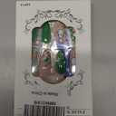 LPOODDNU Easter Press on Nails Almond Medium Fake Nails Cute Easter Day Nail Art Decorations Easter Egg Rabbit Flower Glue on Nails Green Spring Stick on Nails for Women Finger Manicure, 24Pcs