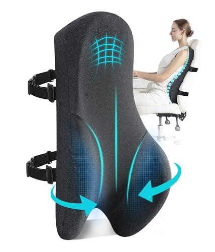 Teemour High Back Support Pillow for Office Chair, Fully Support Back Cushion - Memory Foam Lumbar Support Pillow for Offfice Chair, Desk, Gaming Chair, Promotes Posture Pain Relief Adjustable Straps