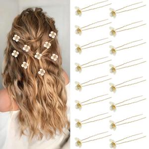16Pcs Bridal Wedding Hair Pins with Flower and Pearl Designs, Gold Bridal Hair Accessories for Brides and Bridesmaids (Gold)